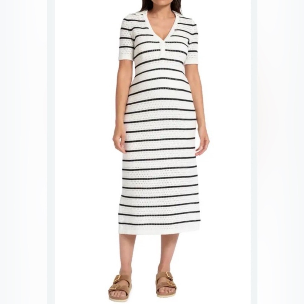 Seraphine black & white striped maternity dress Sz 2US 6UK